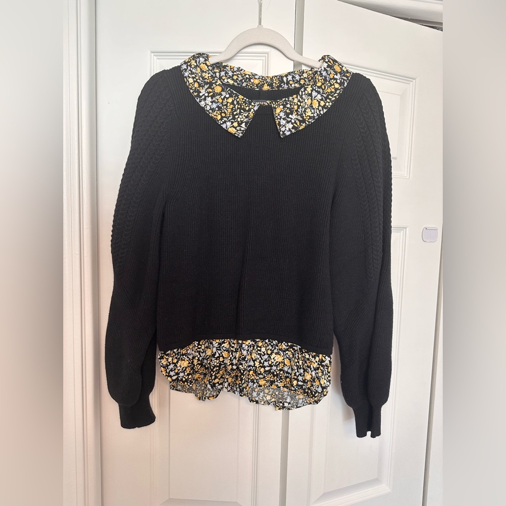 NWOT Maeve layered sweater, black, size M